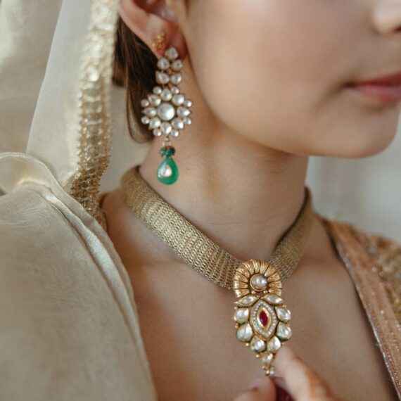 Chandbali Pearl Drop Artisan Jhumkas