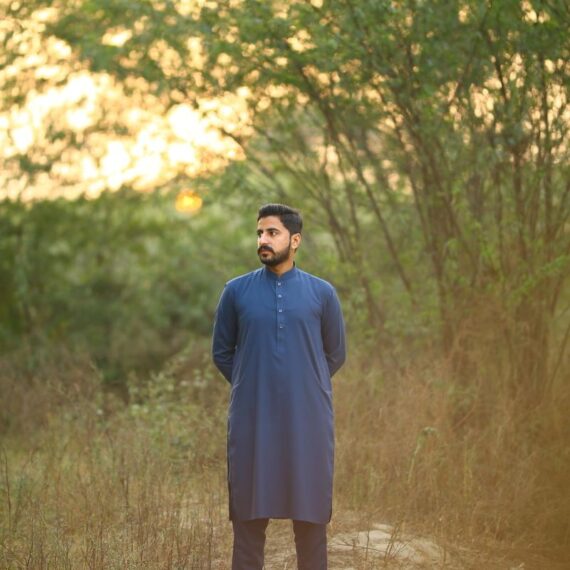 Dobby Weave Self-Stripe Cotton Kurta