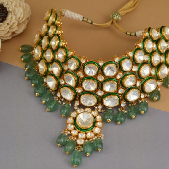 Mumtaz Mahal Emerald & Polki Bridal Set